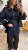 LACİVERT 5823 PELUŞ DETAY DENİM CEKET 