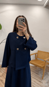 LACİVERT 5946 DÜĞMELİ ETEKLİ TAKIM 