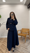 LACİVERT 5946 DÜĞMELİ ETEKLİ TAKIM 