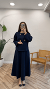 LACİVERT 5946 DÜĞMELİ ETEKLİ TAKIM 