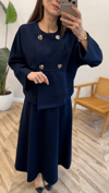 LACİVERT 5946 DÜĞMELİ ETEKLİ TAKIM 