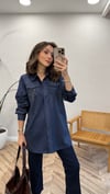 LACİVERT 6032 TAŞ DETAY GÖMLEK