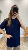LACİVERT 6138 İŞLEMELİ BAMBU TİŞÖRT