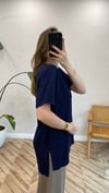LACİVERT 6138 İŞLEMELİ BAMBU TİŞÖRT