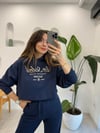 LACİVERT 6576 ÖNÜ YAZILI SWEATSHİRT