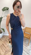 LACİVERT 6628 TOKA DETAY ELBİSE 