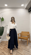 LACİVERT 6917 ASİMETRİK DETAY ETEK 