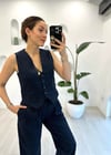 LACİVERT 7073 ÇİZGİLİ YELEK TAKIM