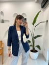LACİVERT 7154 KETEN CEKET 