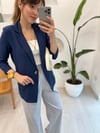 LACİVERT 7154 KETEN CEKET 