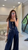 LACİVERT 7206 ASKILI BLUZ PANTOLON TAKIM