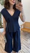 LACİVERT 7256 BLUZ PANTOLON  TAKIM