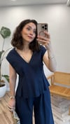 LACİVERT 7256 BLUZ PANTOLON  TAKIM