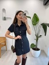 LACİVERT 90905 DÜĞMELİ KISA ELBİSE