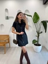 LACİVERT 90905 DÜĞMELİ KISA ELBİSE