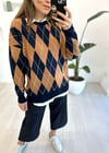 LACİVERT BAKLAVA DESEN HIRKA