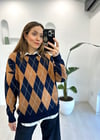 LACİVERT BAKLAVA DESEN HIRKA