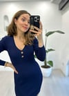 LACİVERT DÜĞME DETAY ELBİSE