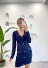 LACİVERT DÜĞMELİ ELBİSE 