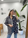 LACİVERT-EKRU 31809 GÖMLEK