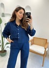 LACİVERT GÖMLEK PANTOLON TAKIM 