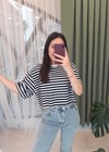 LACİVERT KISA ÇİZGİLİ TSHİRT 