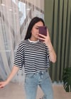 LACİVERT KISA ÇİZGİLİ TSHİRT 