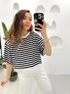 LACİVERT KISA ÇİZGİLİ TSHİRT 