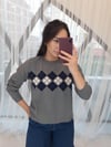 LACİVERT-KREM 1099 KAZAK 