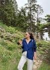 LACİVERT OMZU DÜŞÜK OVERSİZE GÖMLEK