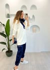 LACİVERT SATEN TAŞ DETAY PANTOLON