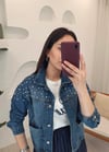 LACİVERT TAŞ DETAY KOT CEKET 