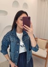 LACİVERT TAŞ DETAY KOT CEKET 