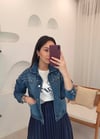 LACİVERT TAŞ DETAY KOT CEKET 