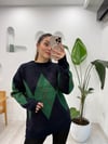 LACİVERT-YEŞİL 0910 BAKLAVA DESEN KAZAK
