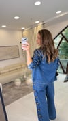 MAVİ 0041 NAKIŞLI DENİM TAKIM 