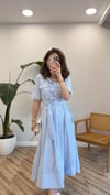 MAVİ 0496 POPLİN ÇİZGİLİ ELBİSE