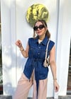 MAVİ 0673 KEMERLİ KOT YELEK 