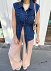 MAVİ 0673 KEMERLİ KOT YELEK 