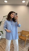 MAVİ  3034 İNCİ DETAY GÖMLEK