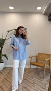 MAVİ  3034 İNCİ DETAY GÖMLEK