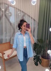 MAVİ BASKI DETAY GÖMLEK