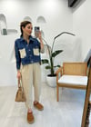 MAVİ-BEJ 23420 TRİKO CEKET 