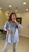 MAVİ-BEYAZ 3474 KONTRAST İŞLEMELİ GÖMLEK
