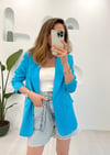 MAVİ BLAZER KETEN CEKET 