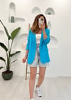 MAVİ BLAZER KETEN CEKET 