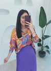 MOR 33271 ÇİÇEK DESEN SATEN GÖMLEK