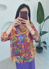 MOR 33271 ÇİÇEK DESEN SATEN GÖMLEK