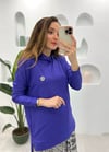 MOR BOĞAZLI İPEK PAMUK BLUZ