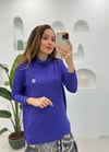 MOR BOĞAZLI İPEK PAMUK BLUZ